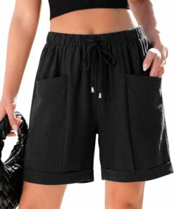 Black Summer Linen Shorts VS39