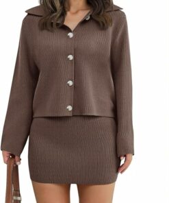 Trendy Cardigan Knit Mini Skirt Sets VS33