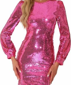 Hot Pink Glitter Sequin Party Dress VS13