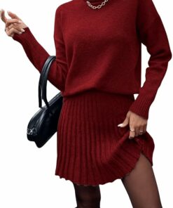 Red Sweater Skirt Sets VS31